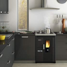 EVA CALOR - STUFA CUCINA A PELLET NINA INCASSO NERO PIASTRA VETRO 8 KW - 31433
