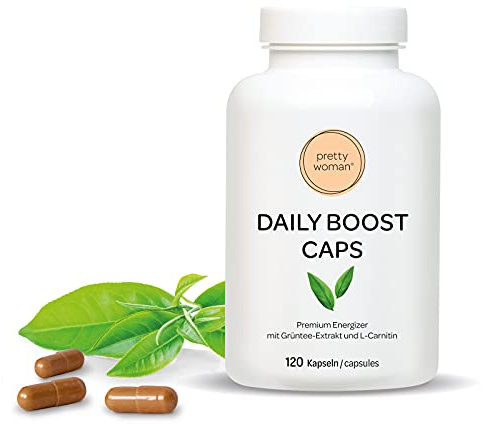 pretty woman® Daily Boost Caps - 120 Grüntee Extrakt Kapseln zur Unterstützung deiner Diät & Stoffwechsel, mit L-Carnitin & Koffein/Grüntee Kapseln hochdosiert