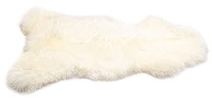 Decorating Sheepskins Lammfell Echt Weiß 120-130 cm + Lammfellbürste, Weich Schaffell Echt, Natürliche Teppich Wohnzimmer, Deko Fell Schlafzimmer, Naturfell, geruchlos, Lammfelle, Schaffelle