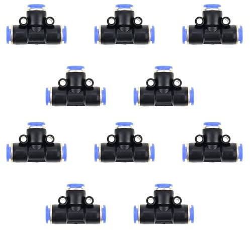 ZXShow 10 Pieces 6mm Air Fittings Air Hose Pneumatic Plastic Push Connector Pneumatic Airs 3 Way Quick Fittings Connector 6mm Tube Hose Pipe Water Quick T-Junction Fitting