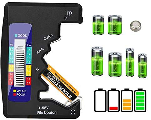 ZHITING Tester della Batteria,Batteria a Bottone Tester Universale,con Display LCD Digitale per Batterie AA/AAA/C/D 1,5 V-9 V
