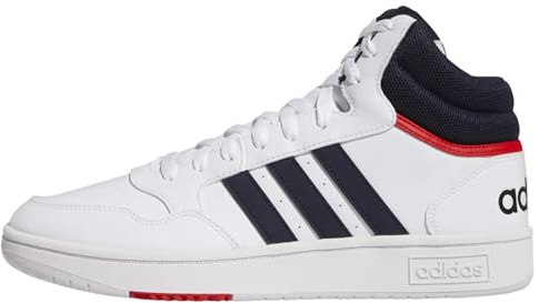 adidas Herren Hoops 3.0 Mid Lifestyle Basketball Classic Vintage Shoes, Cloud White / Legend Ink / Vivid Red, 44 EU