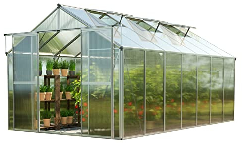 GFP Serre Topas 7 Cadre Aluminium 225x449 cm Plaques Double paroi 8 mm indéformables & résistantes aux intempéries