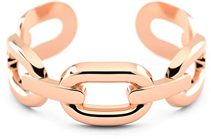THIORA Ring Damen Edelstahl Kettenglieder Verstellbar | Kettenglieder-Design | Größe 40–70 | wasserfest & nickelfrei | offene Form | Geschenkbox