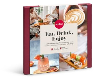 mydays Geschenkbox Eat, Drink, Enjoy, ca. 43 Erlebnisse an 500 Standorten, Erlebnis-Gutschein für 1-2 Personen