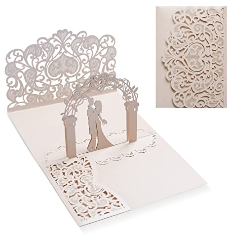 Siumir Invitacion Boda 3D Tarjeta Felicitacion Boda Pop-Up Tarjeta Regalo para Aniversario de Boda, Día de San Valentín, Regalo de Boda