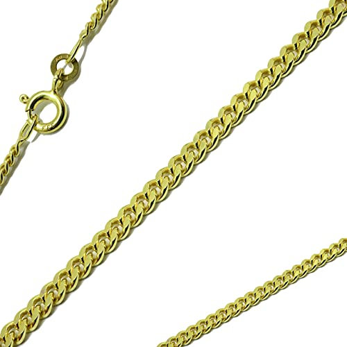 G & J Goldkette Panzerkette flach massiv 333 8Karat 1.60mm 36-70cm Gelbgold Halskette hochwertiges Collier Made in Germany (38cm)