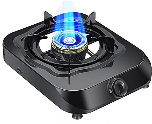 Estufa De Gas De Acero Inoxidable Engrosado - Quemador Individual De Mesa - 1 Anillo De Vitrocerámica Portátil De Hierro Fundido - Ideal Para Vida Compacta, Cocina, Camping O Caravanas [Clase Ene