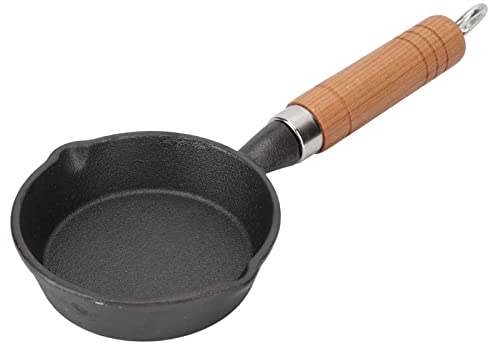 Poêle à frire 10 Cm, Poêles antiadhésives et Anti-Rayures,Mini Poêle à œufs, Poêle En Fonte Avec Manche En Bois, Poêle à Crêpes à Fond Plat, Ustensiles De Cuisine, Petite Poêle Pour Faire des œufs