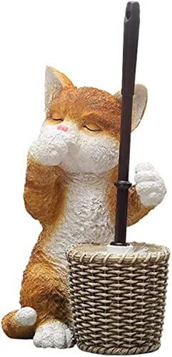 WC-Bürstenhalter-Set, niedliche Katzen-Toilettenbürste aus Harz und Halter, einzigartige Toiletten-Reinigungsbürste, spart Stauraum
