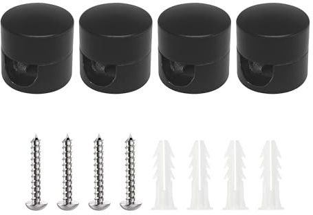 smartect Aluminium Wand- und Deckenpins für Textilkabel [4 Stück, Schwarz] Deckenbefestigung mit Schrauben und Dübeln, Affenschaukel Aufputz-Kabelhalter für eigenes DIY Projekt