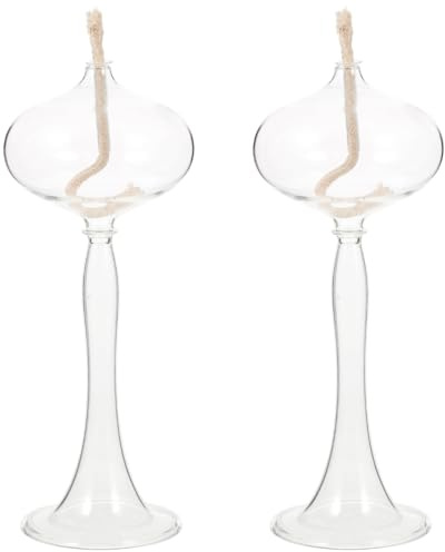 Garneck 2 Sets Glass Oil lamp Oil Lamps for Indoor use refillable Liquid Candles Clear Kerosene Light Candle by The Hour Paraffin Oil Candle Holder Kerosene Lantern lamp Holder Outdoor