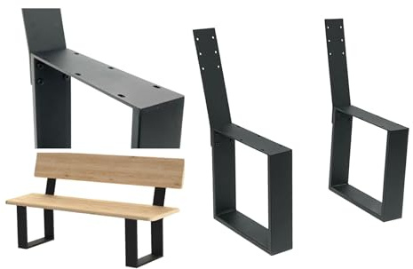 DanDiBo 2X Bankbeine Metall Schwarz mit Lehne Set Massiv DIY Bank Füße 96478 Sitzgestell für Gartenbank Bankgestell Robust Stabil