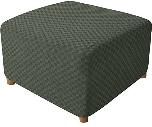 HOMDECR Ottoman Schonbezug Cover, Elastisch Fußhocker Husse Waschbar Quadratisch Sofa Fußbank Abdeckung Möbel Beschützer (Grün)