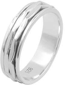 Jay Jools 925 Sterling Silber Spinner Ring - Unisex Fidget Band mit Dual Spinner | Handgefertigter Meditationsring
