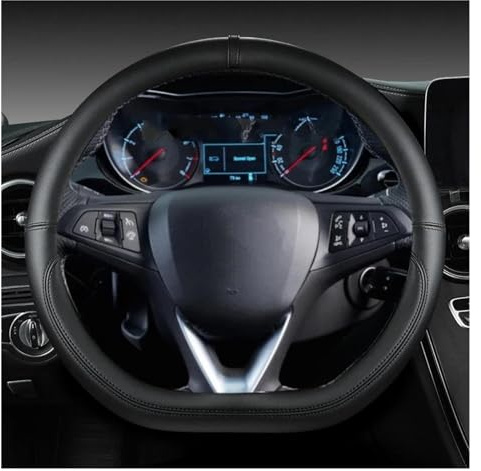 Lenkradabdeckung D Form Leder Auto Lenkrad Abdeckung Auto Innen Zubehör Für Opel Für Grandland X Für Insignia CT 2017-2021 Rutschfester Lenkradbezug (Farbe : Schwarz)