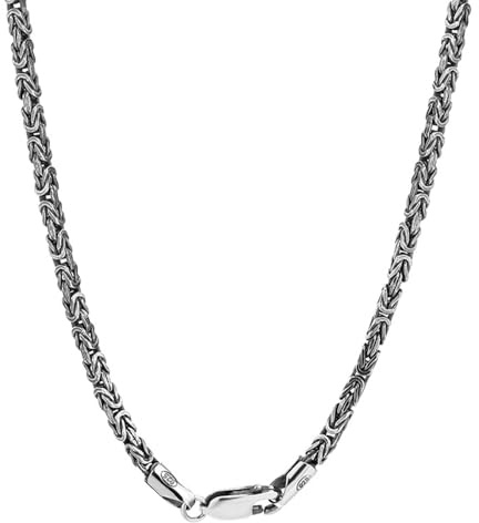 ForFox 2.5mm Königskette 925 Sterling Silber Byzantinische Kette Halskette für Herren Damen 45-80cm