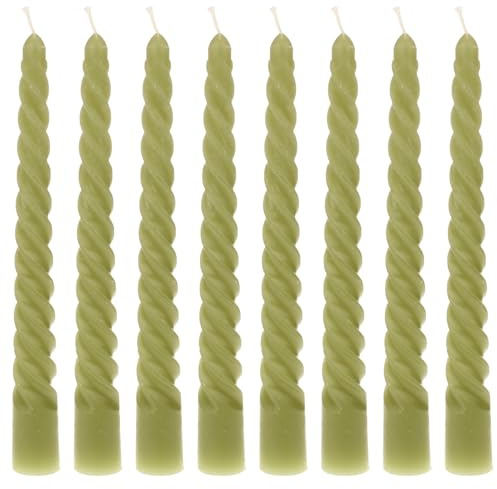 MACOSA VM091356_x2 Spiralkerzen Grün 8er Set 19 cm Stabkerzen gedreht Tafelkerzen Twist Spitzkerzen Dekokerzen Tischdekoration Deko Wachskerzen
