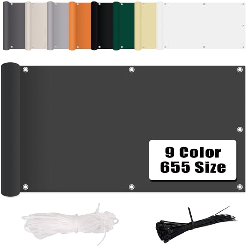 MENGH Balkon Sichtschutz Ohne Bohren Wind-und UV-Schutz, 160g/m², Mit Montagezubehör, 100% Polyester, für Balkon geländer,Terrasse & Garten - Anthrazit 50x300cm