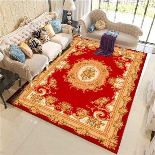 RUGMRZ Fleckerlteppich Vorhänge Schlafzimmer Großer Wohnzimmerteppich rot klassisches Retro-Design rechteckig pflegeleicht Teppich Kinderzimmer Mädchen 80X150CM