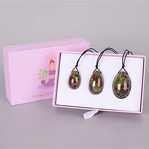 IDUTQUMW Dragon Blooded Stone Yoni Egg Natural Jasper Set Drill Crystal Ball Kegel Exercise for Woman,3 Pcs Gift (Color : 3 Pcs and Box)