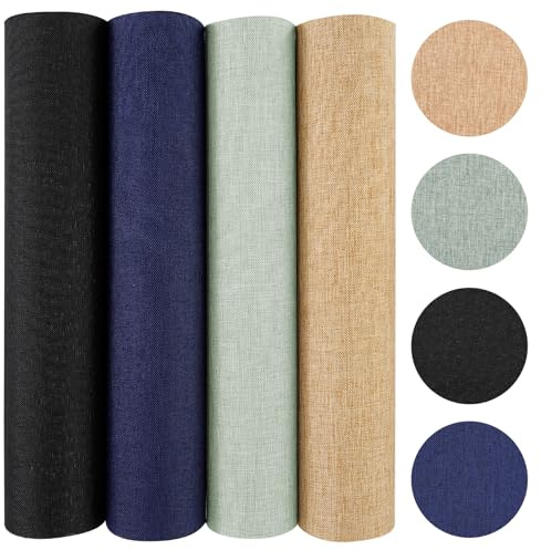8pcs Book Cloth, Fabric Surface and Paper Backed 14x10 Inch 4 Colors Bookbinding Cloth for DIY Book Album Cover