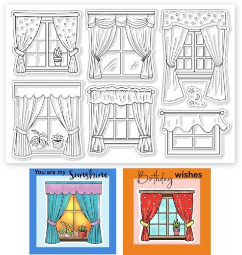 CHGCRAFT Silikonstempel Vorhang Hintergrund Transparente Stempel Verschiedene Silikon Siegelstempel Für DIY Scrapbooking Und Kartenherstellung Dekorativ