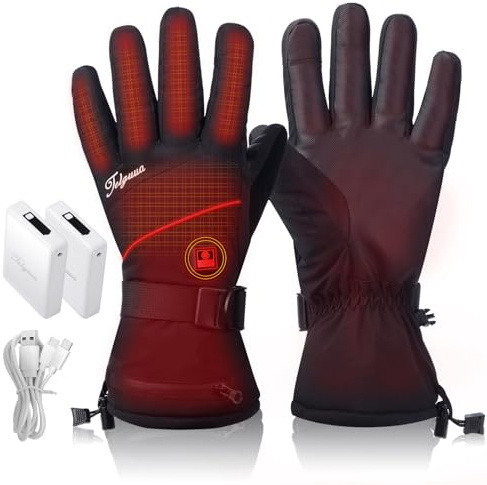 Telguua Gants alimentés pour Hommes et Femmes,Batterie 5500 mAh,alimentés électriquement,compatibles écran Tactile, pour Le Ski,Le Snowboard,la randonnée,Le Camping