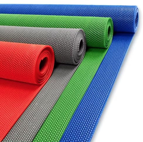 Tappeto Anti-Slip Impermeabile DRENANTE | Pedana in Plastica, Gomma, PVC, Su MISURA | Sauna - Bagno Turco - Docce - Docce - Piscina | Grigio-Verde (ROSSO SPESSORE 9mm, 90x300 cm)
