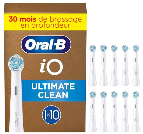 Oral-B iO Aufsteckbürsten Ultimative Reinigung, Weiß, 10 Stück | Original Zahnbürstenaufsatz für Elektrische Zahnbürste, 360° Fortschrittliche Tiefenreinigung und Plaqueentfernung