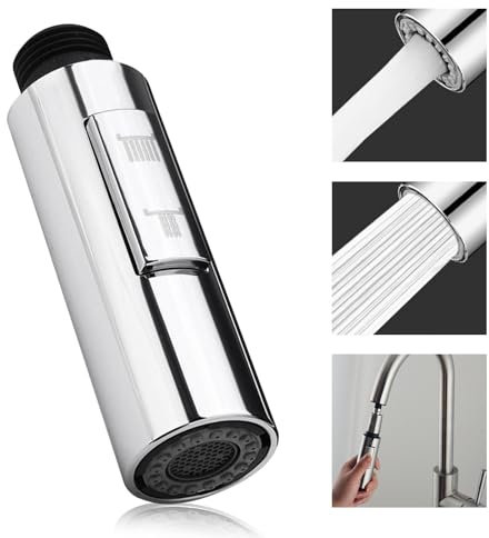 LURNODY 2 Modes Douchette Robinet Cuisine, G1/2 Robinet Pulvérisateur Extractible, Tête Douchette Evier Cuisine, Convient pour évier de Cuisine et Robinet de Douche Extractible Avec Finition Chromée