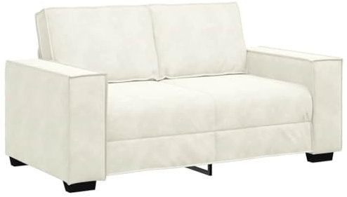 vidaXL 2-Sitzer-Sofa Creme 120 cm Samt, Sofa, Zweisitzer, Samt-Sofa, Couch, 160 cm x 78 cm x 84 cm, Polyester, Metall, Sperrholz, Massivholz