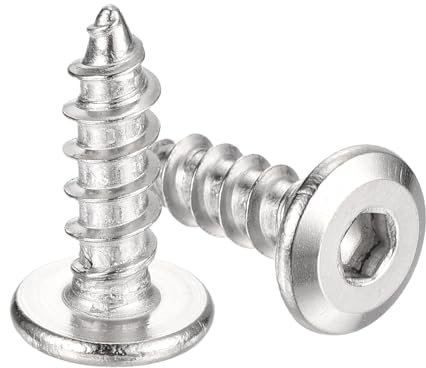 sourcing map Viti M6 x 20 mm (100 pezzi) a testa piatta e rotonda, viti autofilettanti in acciaio inox, viti autofilettanti a filettatura completa, viti a testa esagonale per mobili in legno