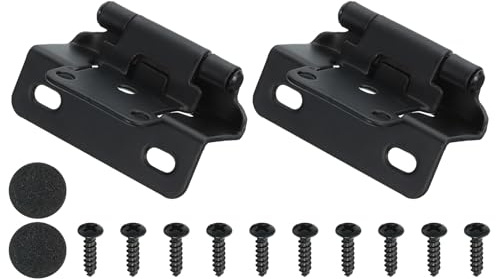 PATIKIL Self-Closing Cabinet Hinges Semi-Overlay 1/2 Inch, 2 Pcs Semi Concealed Flush Face Mount Cabinet Hinge with Screws for Kitchen Bathroom Furniture Cabinet Door, Black