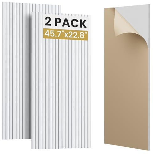 SVILINEK Soundproofing Panels Acoustic Panels 45.67x22.83 Self-Adhesive 3D Sound Absorbing Wall Panels, for Sound Absorbing, Soundproof Panels for Living Room (White, 2-Pack (14.5sq.ft.))