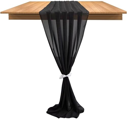 RELKLYU 1 Stück Chiffon -Tischdecke, Esstischdekorationen, Elee Und Einfache Tischdecke, Haushaltsgegenstände, Esstischzubehör (Schwarz).