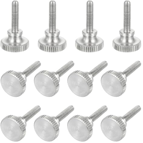 sourcing map Lot de 12 vis moletées M3 x 12 mm, vis moletées à tête diamant en acier inoxydable 304, boulons à tête moletée métriques avec boutons de préhension à l'épaule, attaches filetées serrées à