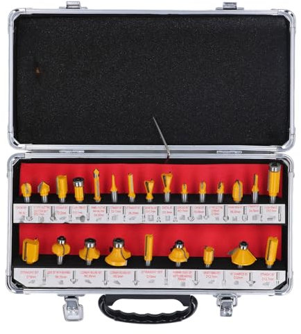 Jeu de 24 fraises à défoncer en alliage d'acier tungstène, tige de 8 mm, pour le travail du bois, le fraige, le rainurage, le chanfreinage, pour débutants professionnels, boîte de