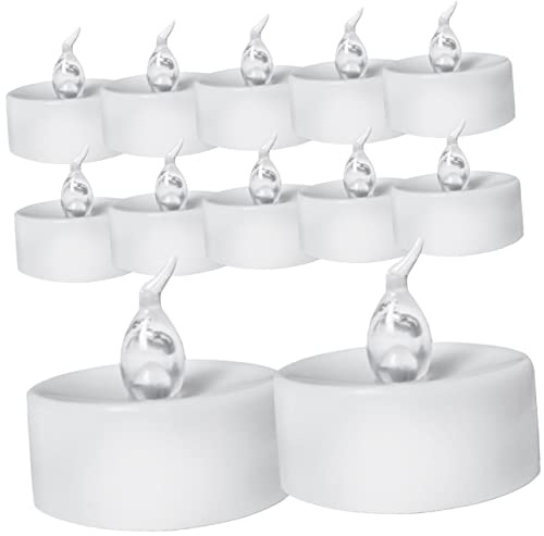 HOMSFOU Lot de 12 bougies LED sans flamme bleues pour décoration de fête, simulation de bougie vacillante, fonctionne avec des piles, sûres et élégantes, ambiance d'intérieur