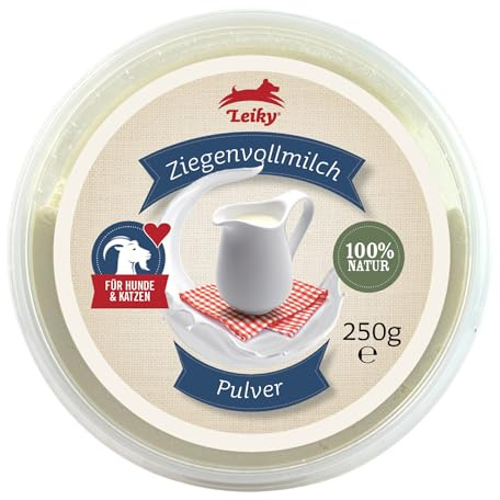 Leiky Ziegenvollmilchpulver, 250 g – Ergänzungsfutter für Hunde & Katzen ab 8. Woche