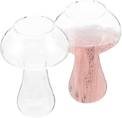 STOBAZA 2Pcs Mushroom Cocktail Glasses Novelty Cocktail Glasses for Bars Ktv Home Parties Creative Drinking Cup with Smooth Rim and Thick Base 4.72In