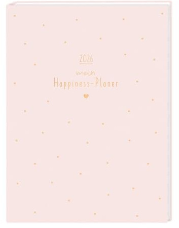 Lady Terminplaner Mein Happiness-Planer - pastel pink - Taschenkalender 2026 - Grafik Werkstatt - Buchkalender mit feiner Prägung auf der Titelseite - 1 Woche auf 2 Seiten - 18 cm x 23,5 cm