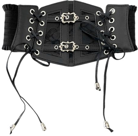 1 Pezzo Cintura Larga Nera, Cintura Punk Da Donna, Corsetto Elastico, Cintura Modellante Alla Moda, Indossare Accessori Decorativi.
