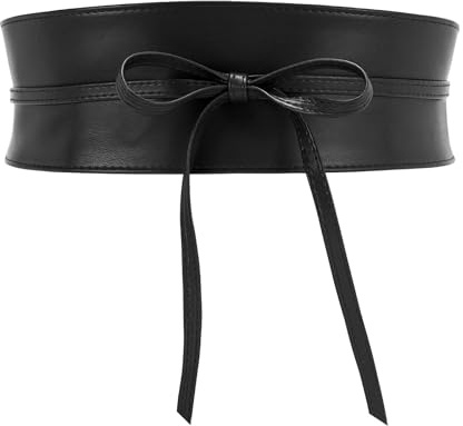 JasGood Damen Breiter Obi Gürtel Damen Taillengürtel Breiter Wickelgürtel Taille Band zum Schnüren Hüftgürtel Bindegürtel für Kleid,Black,72cm