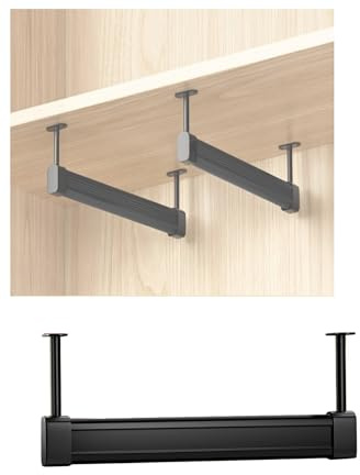 Verstellbare Kleiderstange zur Deckenmontage – Kleiderstange, geeignet for Kleiderschränke und Waschküchen (Schwarz, U-förmig)(20cm)