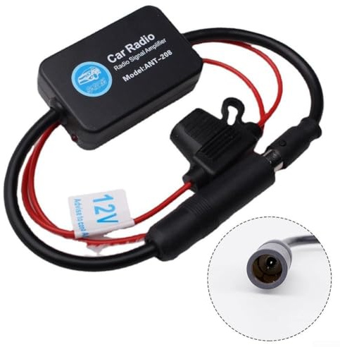 Amplificador de antena de radio de coche de 12 V, amplificador de señal AM/FM, para vehículos con ganancia de 25-30 dB, antena motorizada, negro, compatible con coches y camiones