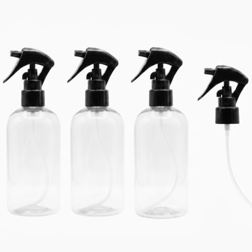 SIMURG 3x300ml Empty Plastic Lockable Spray Bottle, Includes 1 Bonus Replacement Trigger - Small Mist Water Bottles for Hair, Plants, Cleaning & Garden Sprayer