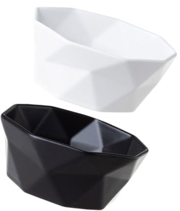 INOOMP Set 2pezzi Ciotole di Riso in Ceramica Nero e Bianco, Scodelle Piccole Multiuso per Zuppe e Noodles, Stile Semplice per Colazione e Uso Domestico