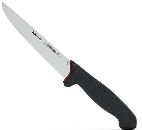 Giesser seit 1776 - Made in Germany - Stechmesser rutschfest PrimeLine, Klinge 16 cm, schwarz, scharfes Metzgermesser spülmaschinenfest, rostfrei
