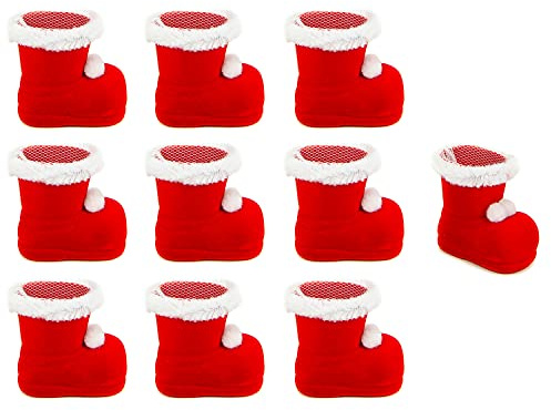 Helmecke & Hoffmann * Nikolausstiefel in vielen Größen und Farben | Weihnachtsmannstiefel Dekostiefel Geschenkstiefel Adventsstiefel Weihnachtsstiefel | winzig bis riesengroß (XS | 10 x rote Stiefel)